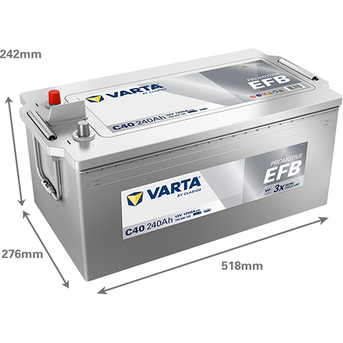 Batería Varta C40 EFB con medidas