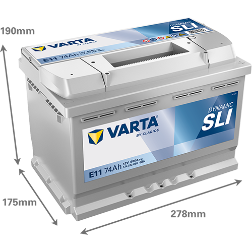 Batería Varta E11 con medidas