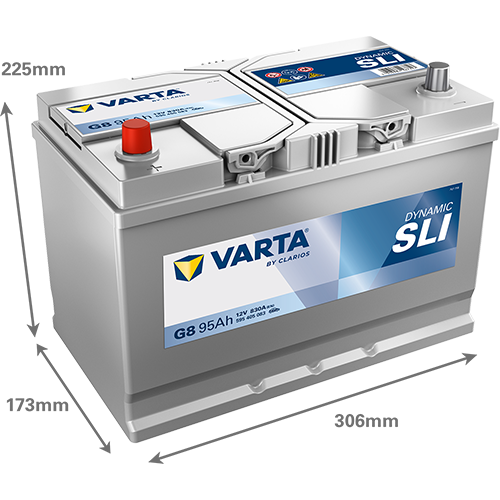 Batería Varta G8 con medidas