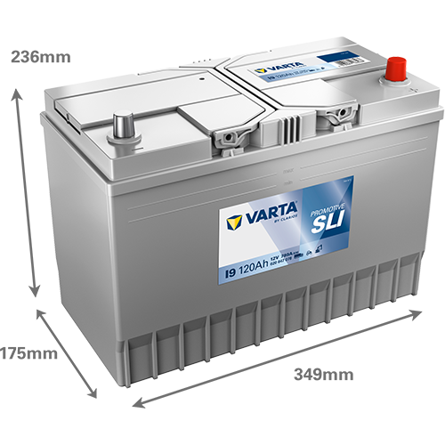 Batería Varta I9 con medidas