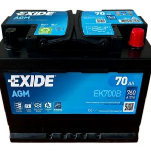 Batería Exide AGM (START STOP) EK700B | 12V | 70Ah | 760A (EN)