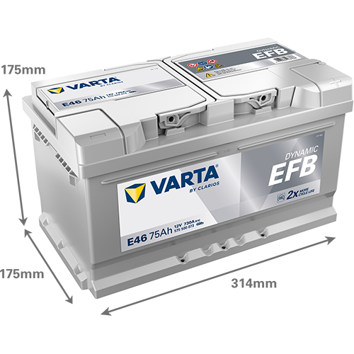 Batería Varta E46 EFB con medidas