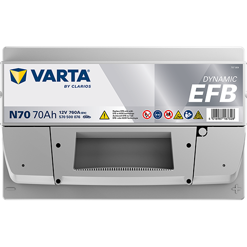 Batería Varta N70 EFB vista frontal