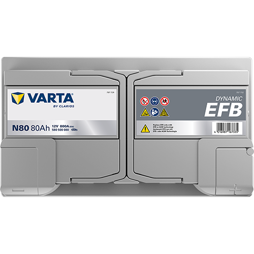 Batería Varta N80 EFB vista frontal