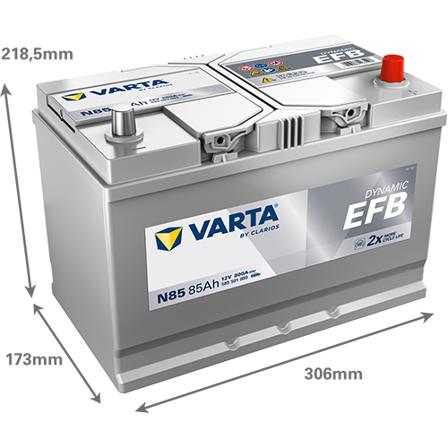 Batería Varta N85 EFB con medidas